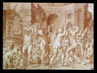 Zyklop in der Schmiede des Vulkan